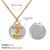 316L Stainless Steel Round Plate Twelve Constellation Pattern Pendant Necklace For Women Electroplated