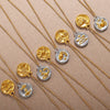 316L Stainless Steel Round Plate Twelve Constellation Pattern Pendant Necklace For Women Electroplated
