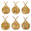 316L Stainless Steel Round Plate Twelve Constellation Pattern Pendant Necklace For Women Electroplated