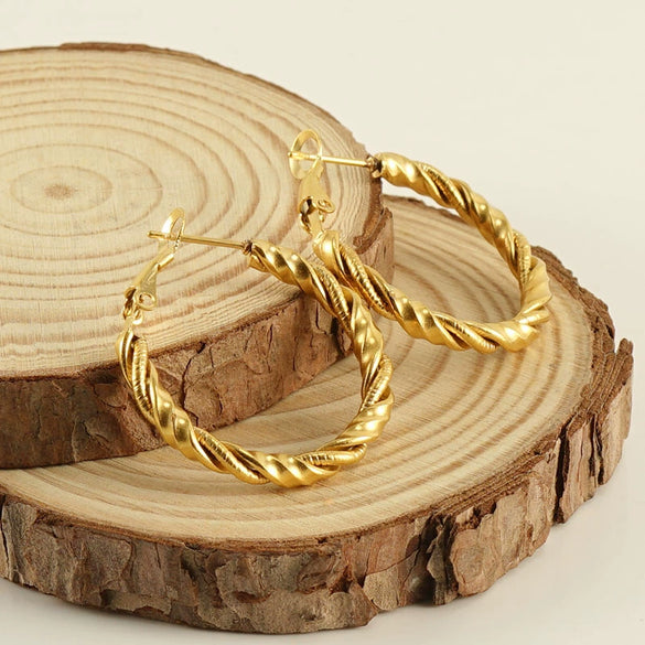 316L Stainless Steel Round Spiral Geometric Electroplated Women's Earrings