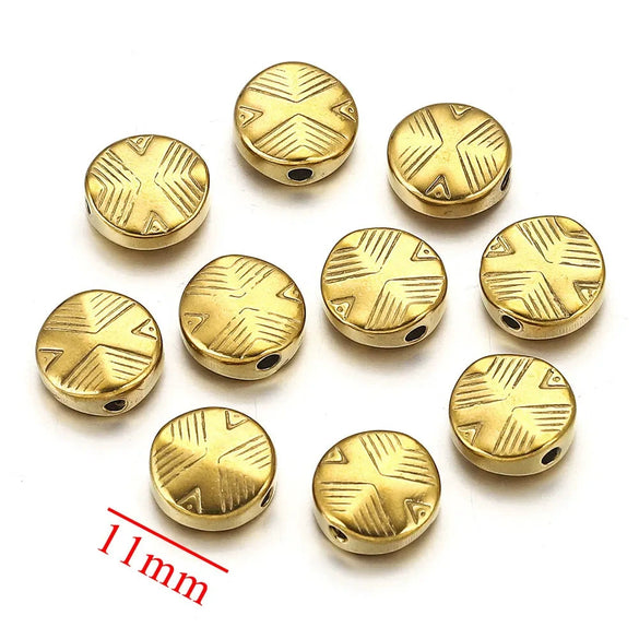 Stainless Steel Round Square Curved Spacer Positioning Beads Vacuum Gold Plated Diy Jewelry Accessories