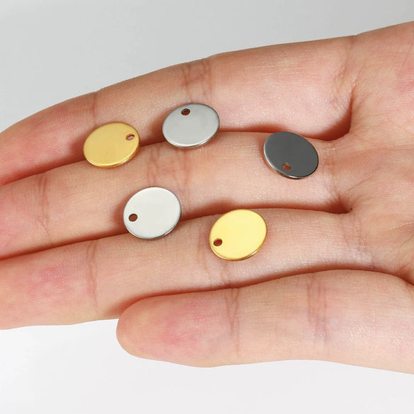 Stainless Steel Round Tag Pendant Jewelry Accessories Titanium Steel Polished Electroplated Geometric Style