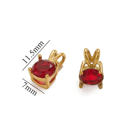 Stainless Steel Round Zircon Pendant Jewelry Accessories Electroplated 18K Gold For Diy Necklace Earrings