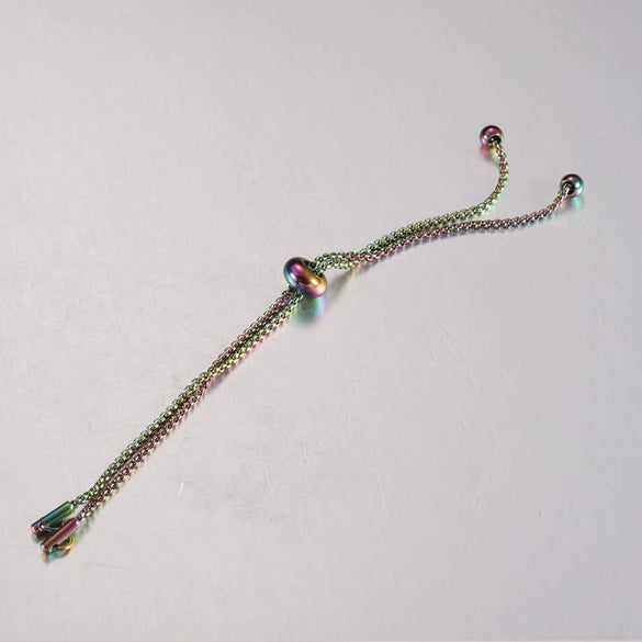 Stainless Steel Rubber Bead Bolo Bracelet Jewelry Accessories With Box Chain And Electroplating Treatment