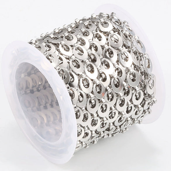Stainless Steel Rugby Oval Chain Necklace Bracelet With Electrolytic Brightening