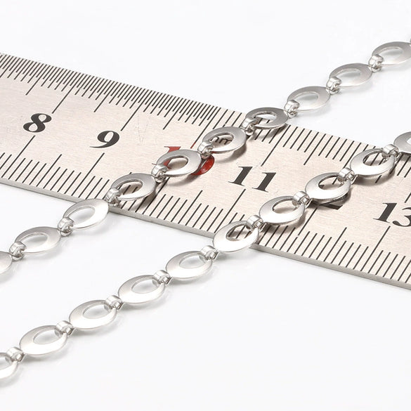 Stainless Steel Rugby Oval Chain Necklace Bracelet With Electrolytic Brightening