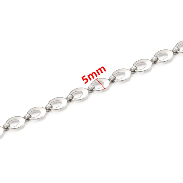 Stainless Steel Rugby Oval Chain Necklace Bracelet With Electrolytic Brightening