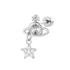 Stainless Steel Saturn Ear Stud Fashion Minimalist Polish Diy Handmade Piercing Jewelry Accessories
