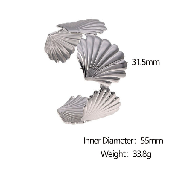 Stainless Steel Scallop Adjustable Open Wide Women's Fashion Simple Electroplated Bracelet