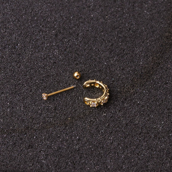 Stainless Steel Screw Earrings Microembedded Zircon Ushaped Women's Jewelry