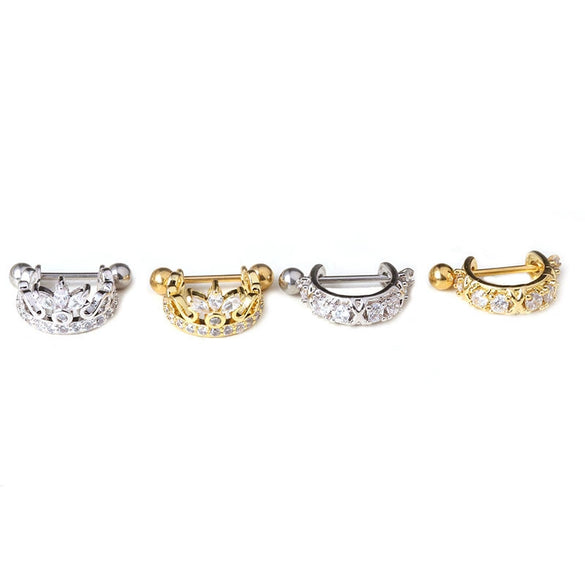 Stainless Steel Screw Earrings Microembedded Zircon Ushaped Women's Jewelry