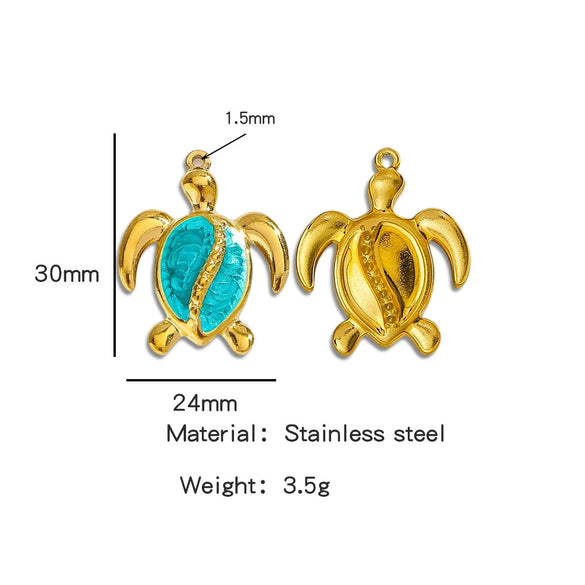 Stainless Steel Sea Turtle And Cross Pendant Jewelry With Oil Pressure And Electroplating Accessories