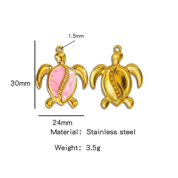 Stainless Steel Sea Turtle And Cross Pendant Jewelry With Oil Pressure And Electroplating Accessories
