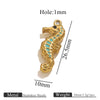 Stainless Steel Seahorse Pendant For Jewelry Electroplated With 18K Real Gold Oil Drop Colorful Ocean Style