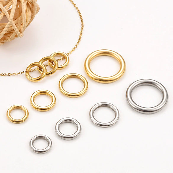Stainless Steel Seamless Connection Ring Jewelry Accessories Electroplating Geometric Style For Diy