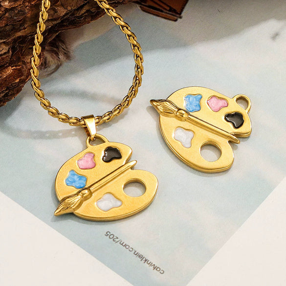 Stainless Steel Seamless Paper Clips Pattern Pendant Necklace Cute Accessories