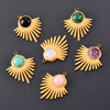Stainless Steel Sector Pendant Accessories Inlaid Natural Stone Electroplated Radiant Sun Earrings Necklace Diy