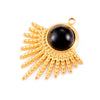 Stainless Steel Sector Pendant Accessories Inlaid Natural Stone Electroplated Radiant Sun Earrings Necklace Diy