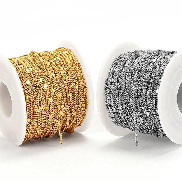 Stainless Steel Sequin Oshaped Electroplated Diy Handmade Jewelry Accessories Necklace Bracelet