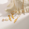 Stainless Steel Shell Conch Earrings And Necklace With Electroplating