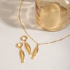 Stainless Steel Shell Conch Earrings And Necklace With Electroplating