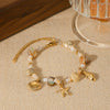 Stainless Steel Shell Conch Sea Star Shell Bracelet For Women With Electroplating And Geometric Design
