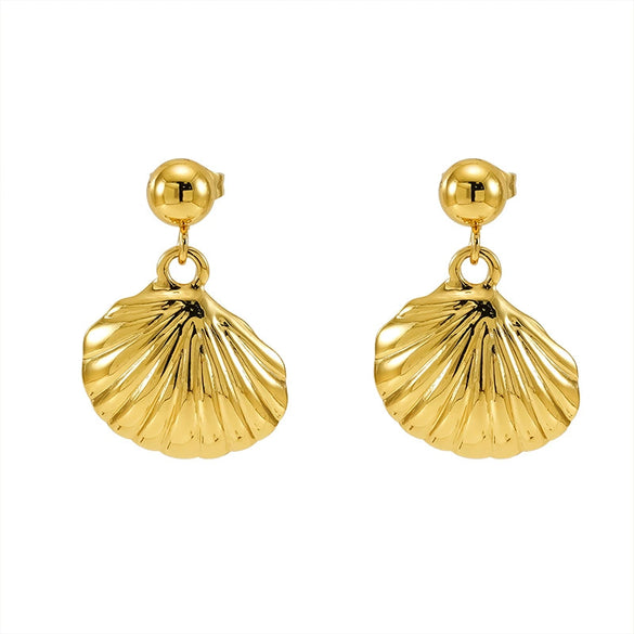 Stainless Steel Shell Earrings Electroplated Fashion Style For Women