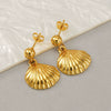 Stainless Steel Shell Earrings Electroplated Fashion Style For Women