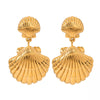 Stainless Steel Shell Earrings Natural Style Electroplated For Women
