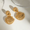 Stainless Steel Shell Earrings Natural Style Electroplated For Women