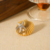 Stainless Steel Shell Geometric Starfish Pearl Ring Electroplated Women's Marine Jewelry