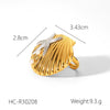 Stainless Steel Shell Geometric Starfish Pearl Ring Electroplated Women's Marine Jewelry