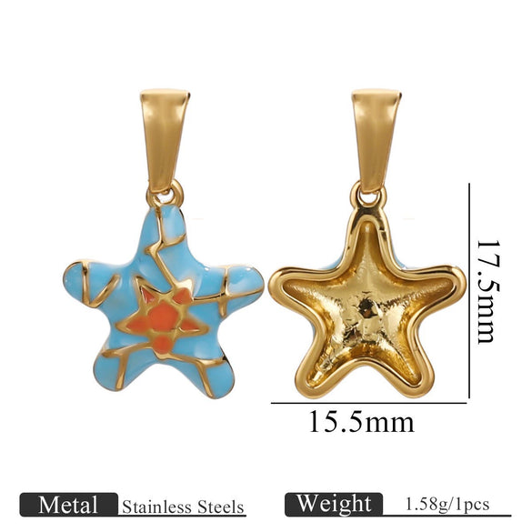 Stainless Steel Shell Oil Dripping Marine Series Electroplated Diy Handmade Jewelry Pendant Bracelet Necklace Accessories