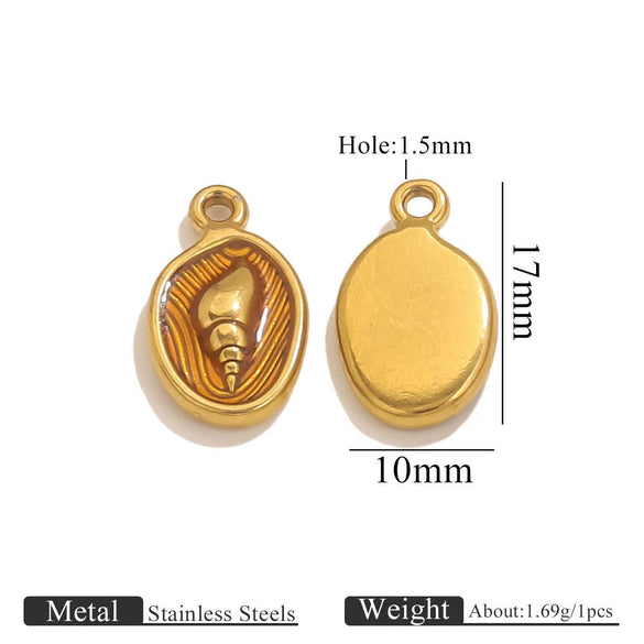 Stainless Steel Shell Oil Dripping Marine Series Electroplated Diy Handmade Jewelry Pendant Bracelet Necklace Accessories