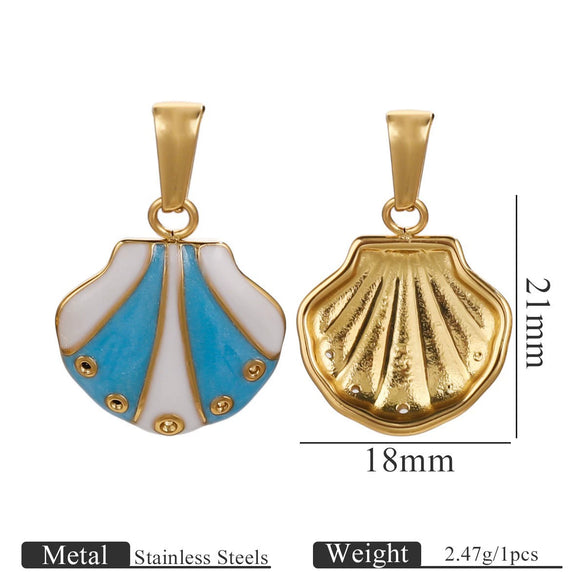 Stainless Steel Shell Oil Dripping Marine Series Electroplated Diy Handmade Jewelry Pendant Bracelet Necklace Accessories