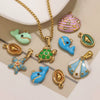 Stainless Steel Shell Oil Dripping Marine Series Electroplated Diy Handmade Jewelry Pendant Bracelet Necklace Accessories