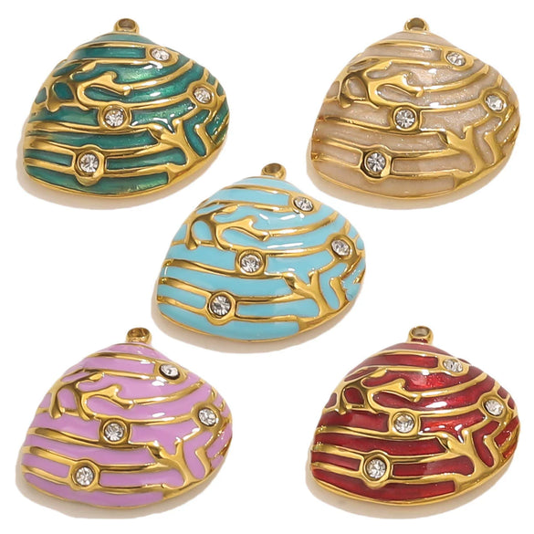 Stainless Steel Shell Pendant Electroplated Diy Jewelry Necklace Bracelet Accessories