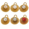 Stainless Steel Shell Pendant Inlaid Pearl Jewelry Accessories Electroplated 18K Niche Style