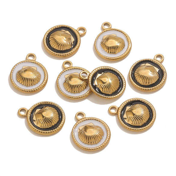 Stainless Steel Shell Round Pendant Jewelry Accessories For Women With Electroplating