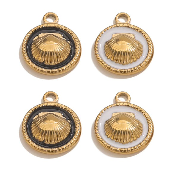 Stainless Steel Shell Round Pendant Jewelry Accessories For Women With Electroplating