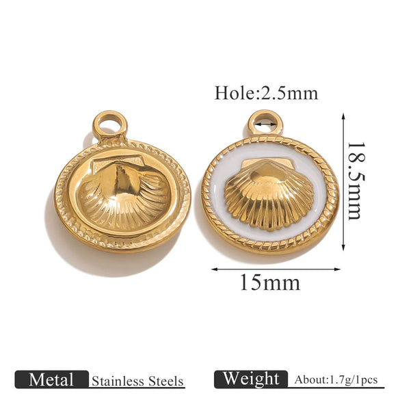 Stainless Steel Shell Round Pendant Jewelry Accessories For Women With Electroplating
