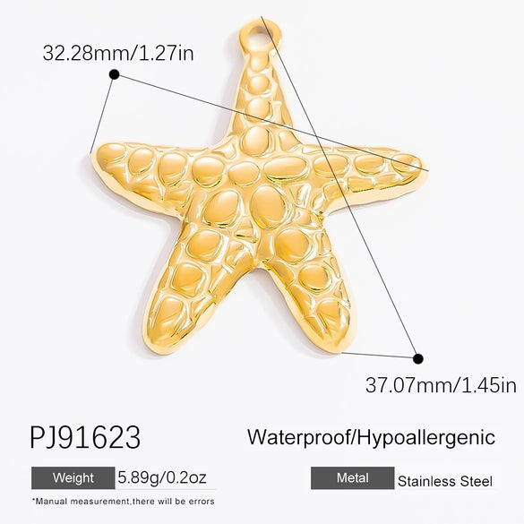 Stainless Steel Shell Starfish And Flower Pendant Necklace Electroplated Jewelry