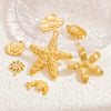 Stainless Steel Shell Starfish And Flower Pendant Necklace Electroplated Jewelry