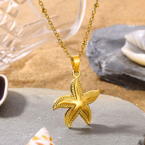 Stainless Steel Shell Starfish Beach Wind Clavicle Chain Jewelry With Electroplating Treatment