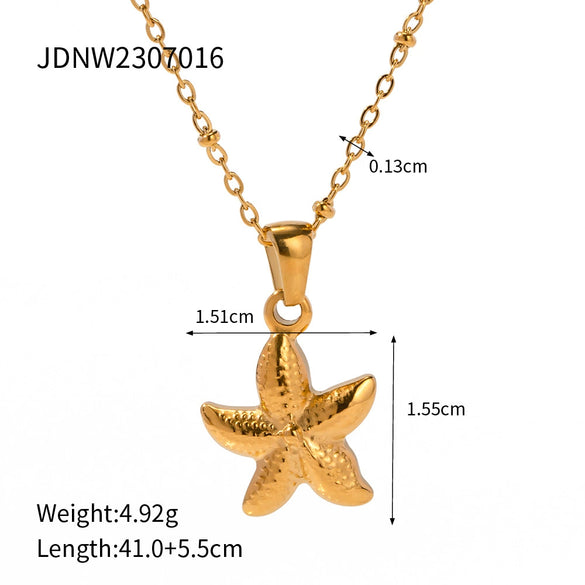 Stainless Steel Shell Starfish Ochain Necklace Electroplated For Women Natural Style