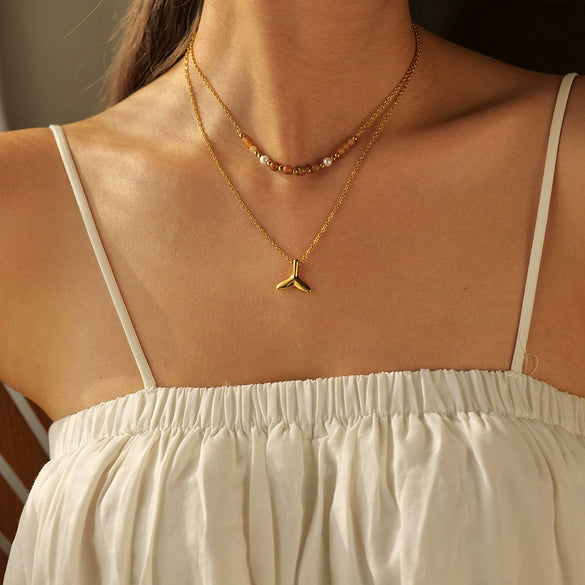 Stainless Steel Shell Starfish Ochain Necklace Electroplated For Women Natural Style