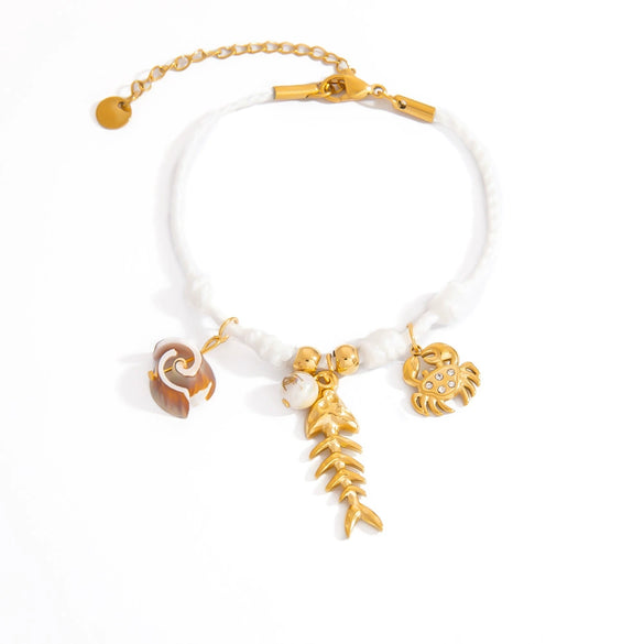 Stainless Steel Shell Starfish Pendant Bracelet Electroplated Ocean Series Minimalist Unisex