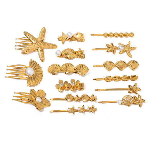 Stainless Steel Shellshaped Hairpin Electroplated Women's Headdress