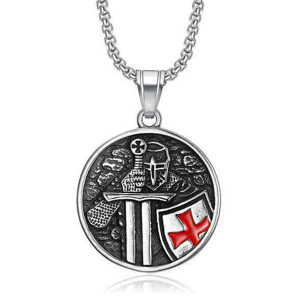 Stainless Steel Shield Pendant Necklace With Dripping Glue Finish And Distinctive Personality Style Jewelry