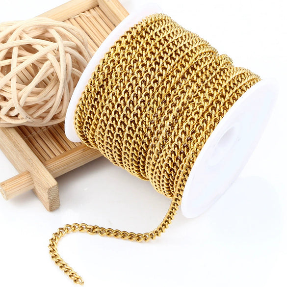 Stainless Steel Side Chain Jewelry Chain Vacuum Gold Electroplated Fashion Geometric Diy Necklace Bracelet Matching Chain